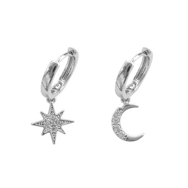 Sophisticated Star Moon Pendant Drop Earring