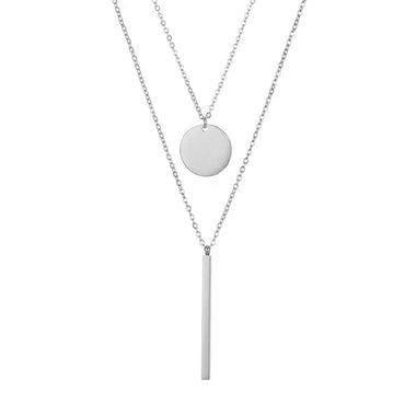 Dainty Double Layer Choker Sequins Pendant Necklace