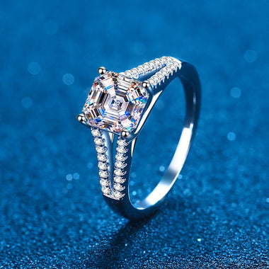 2Ct Moissanite Asscher Cut Engagement Rings 下架