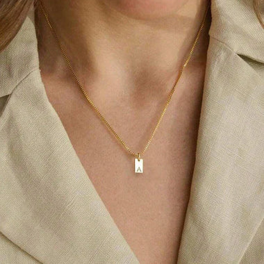 Minimalism Engraved Alphabet Box Chain Necklace