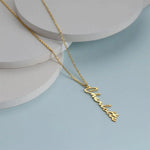 Customized Handwriting Nameplate Vertical Necklace