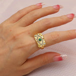 Vintage Zirconia Malachite Eye Ring