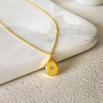 Elegant Vintage Square Octagonal Star Rhinestons Pendant Necklace