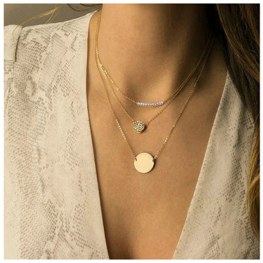Elegant Multi Layered Crystal Pendant Necklace
