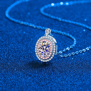1CT Oval Moissanite Pendant Necklace