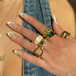 Vintage Square Emerald Zirconia Rings