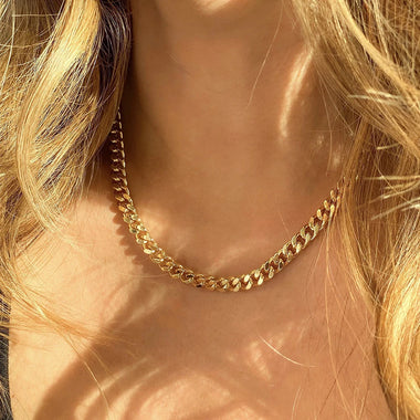 2/3/4/6/8mm Basic Punk Choker Colar Cuban Link Chain Necklace