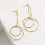 Stylish Double Circle Hanging Drop Earrings 没库存