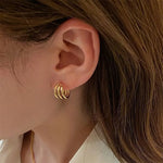 Stylish Three Row Needle Hoop Earrings
