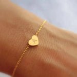 Bracelet cœur réglable personnalisé 26 lettres en argent 