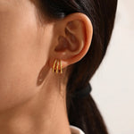 Stylish Three Row Needle Hoop Earrings