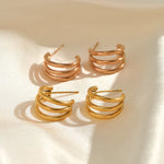 Stylish Three Row Needle Hoop Earrings