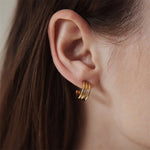 Stylish Three Row Needle Hoop Earrings