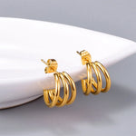 Stylish Three Row Needle Hoop Earrings