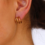 Stylish Three Row Needle Hoop Earrings