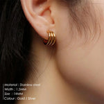 Stylish Three Row Needle Hoop Earrings