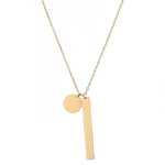 Dainty Bar Disc Pendant Chain Necklaces