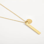 Dainty Bar Disc Pendant Chain Necklaces