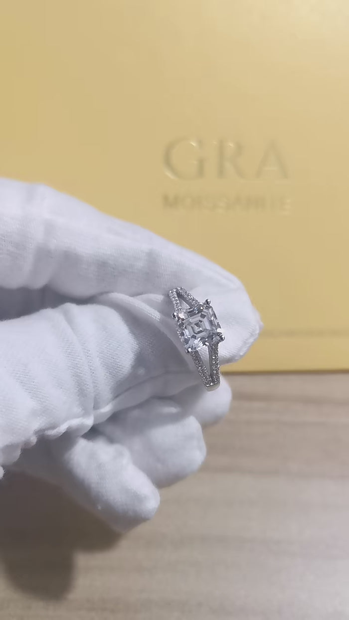 Bagues de fiançailles Moissanite Asscher Cut 2Ct